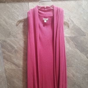 Croft&Barrow Sleeveless Women's Long Pink Cardigan, Size XL